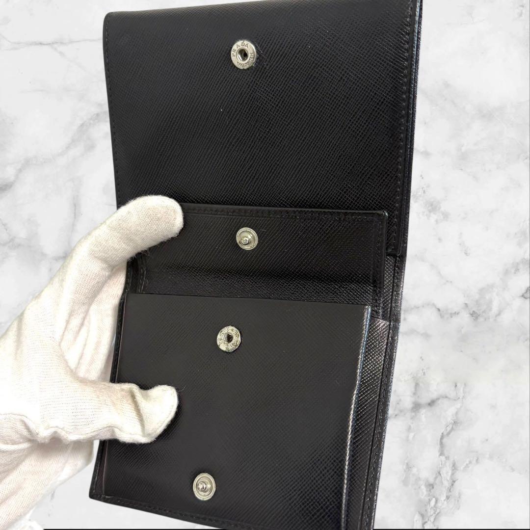 極上美品✨PRADA プラダ 三つ折り財布 サフィアーノ ブラック