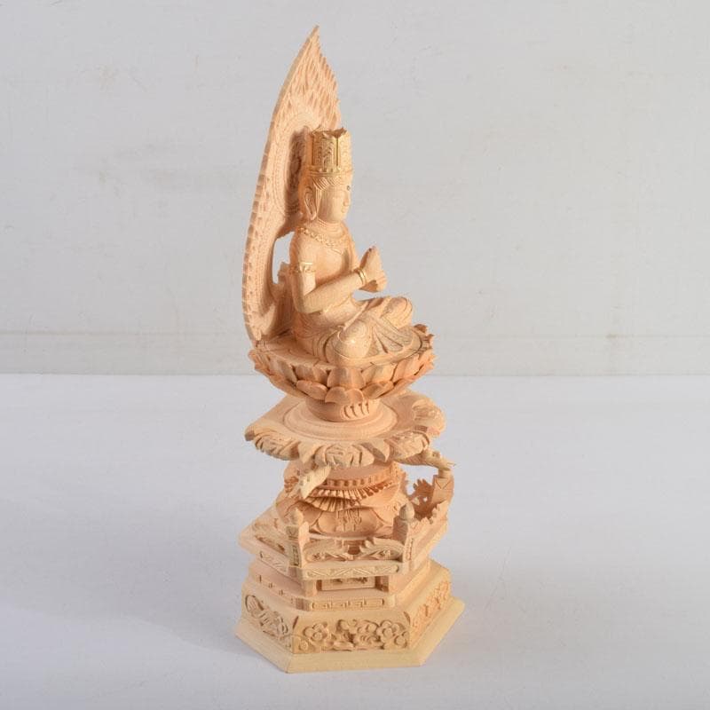 仏教美術　桧彫刻　大日如来像　仏像　華鬘台　C　8862