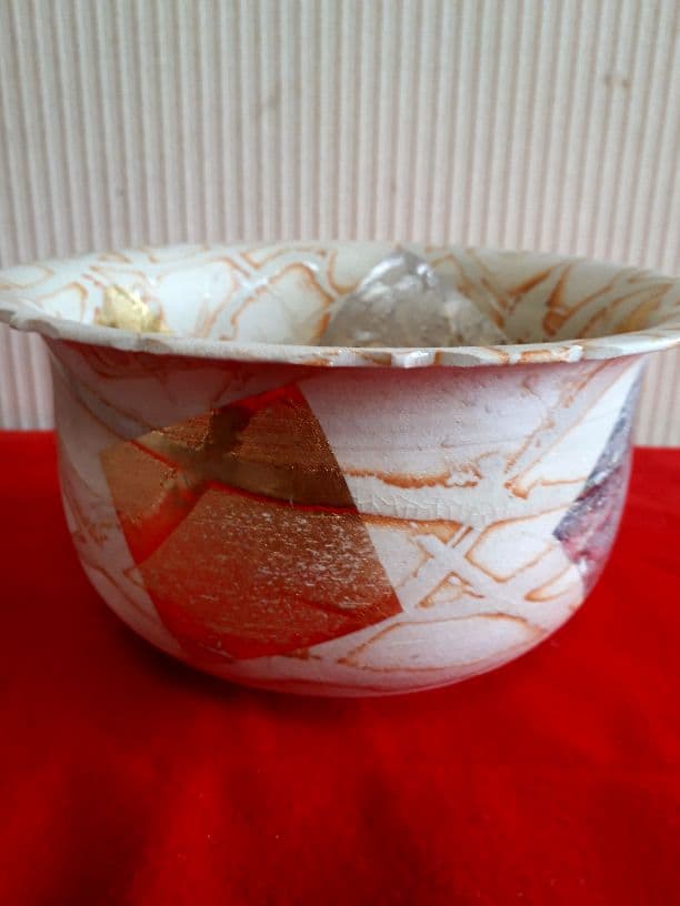 平安瑞雲の金、銀箔菓子鉢