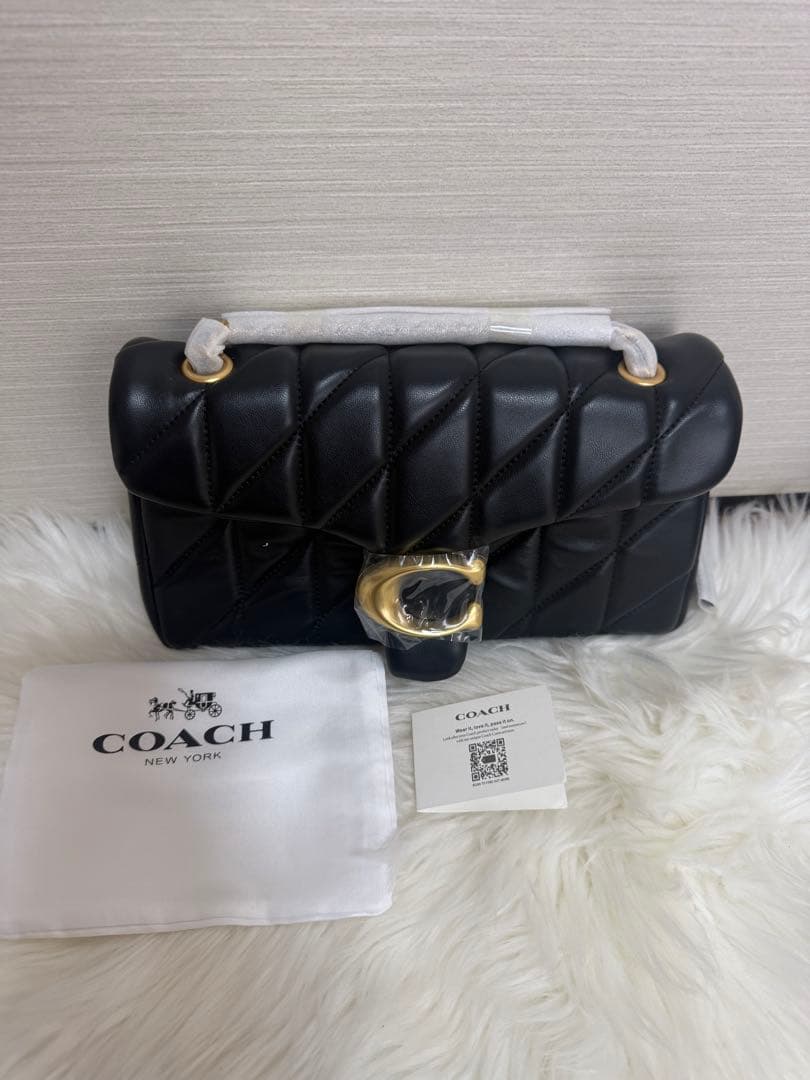 COACH ブラック キルティングショルダーバッグ26cm