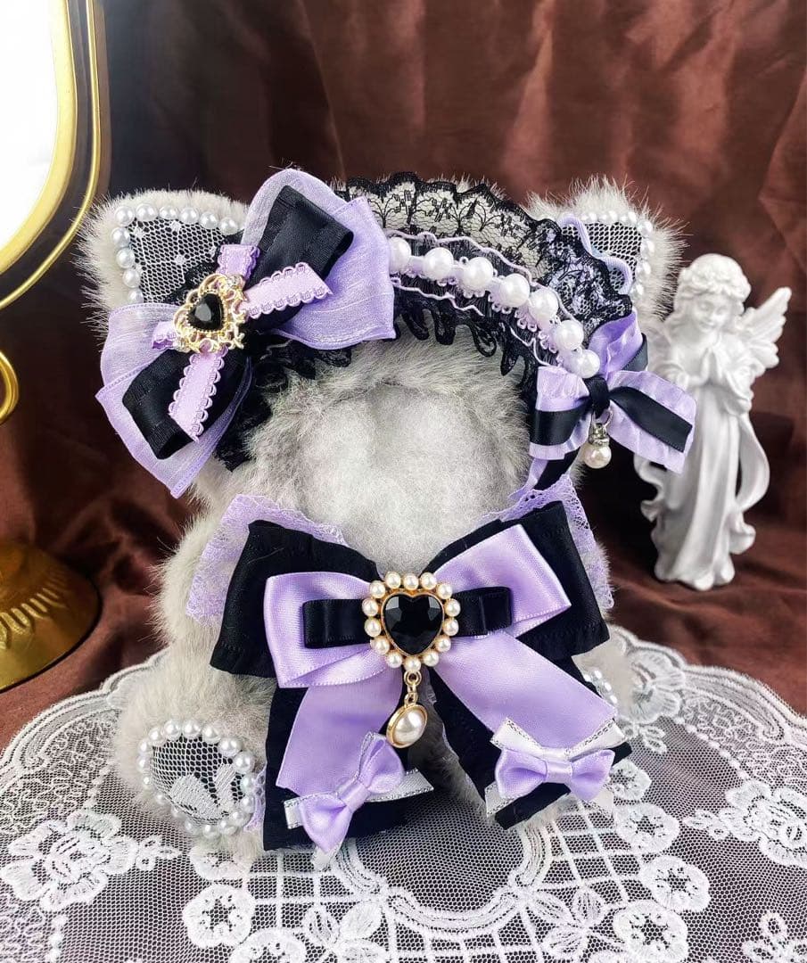 まよら　おすわりぬい服 白ベースx紫　白x紺　合計2点12cm⑥−A