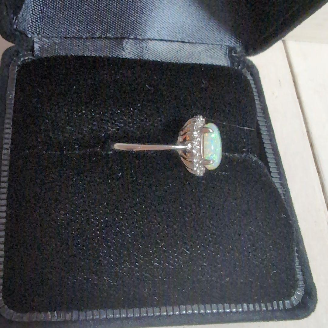 7*3様 Pt900 天然 オパール ダイヤモンド プラチナ　リング 6号