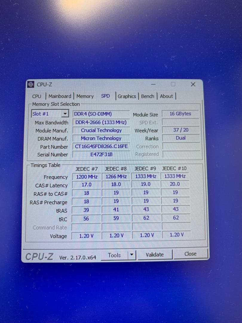 crucial メモリ DDR4-2666 SODIMM 16GB × 2枚
