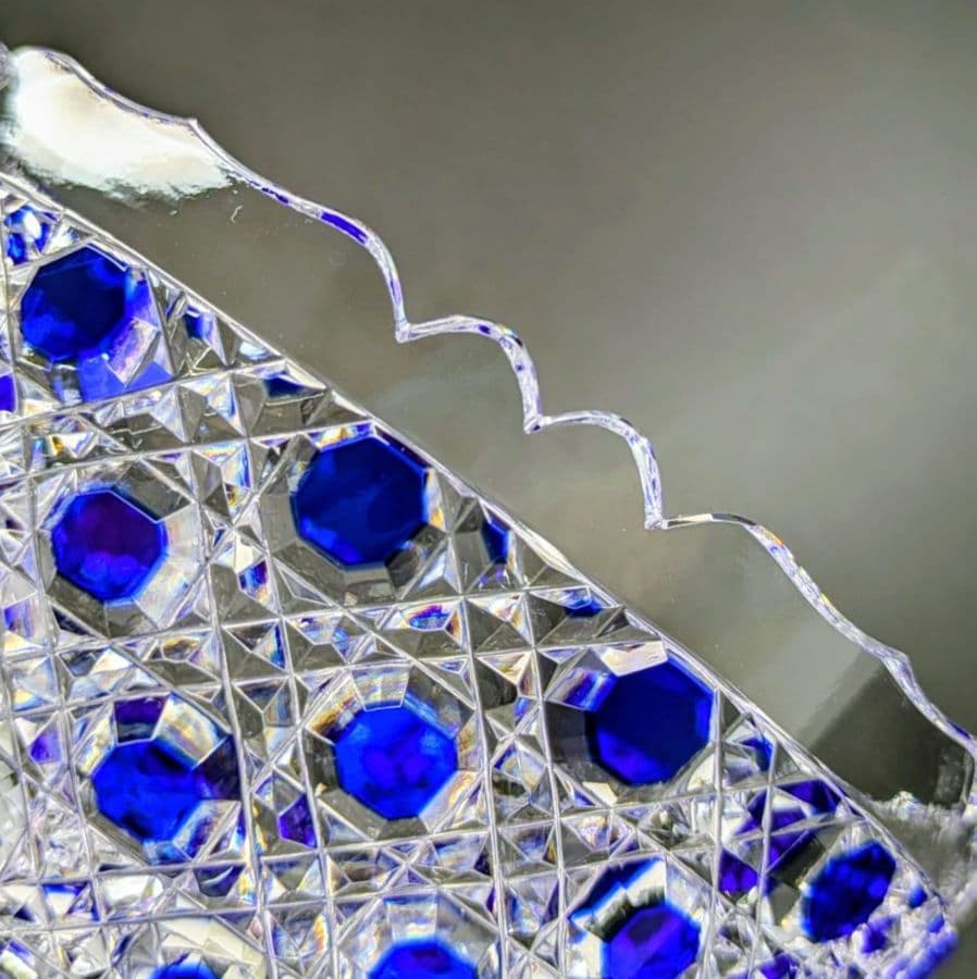 江戸切子　堀口硝子　籠目紋様　向付鉢　✿最高級品✿　【 未使用・美品 】