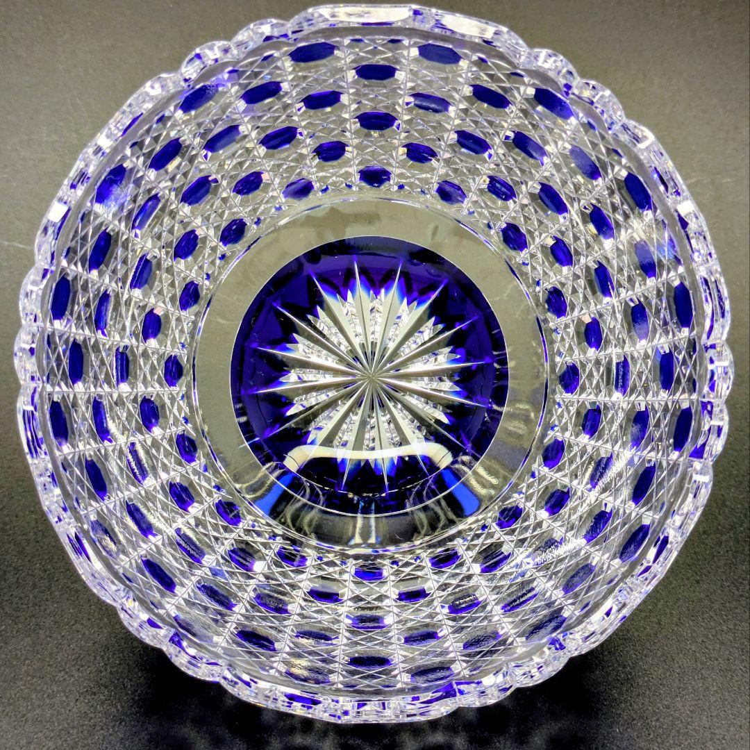 江戸切子　堀口硝子　籠目紋様　向付鉢　✿最高級品✿　【 未使用・美品 】