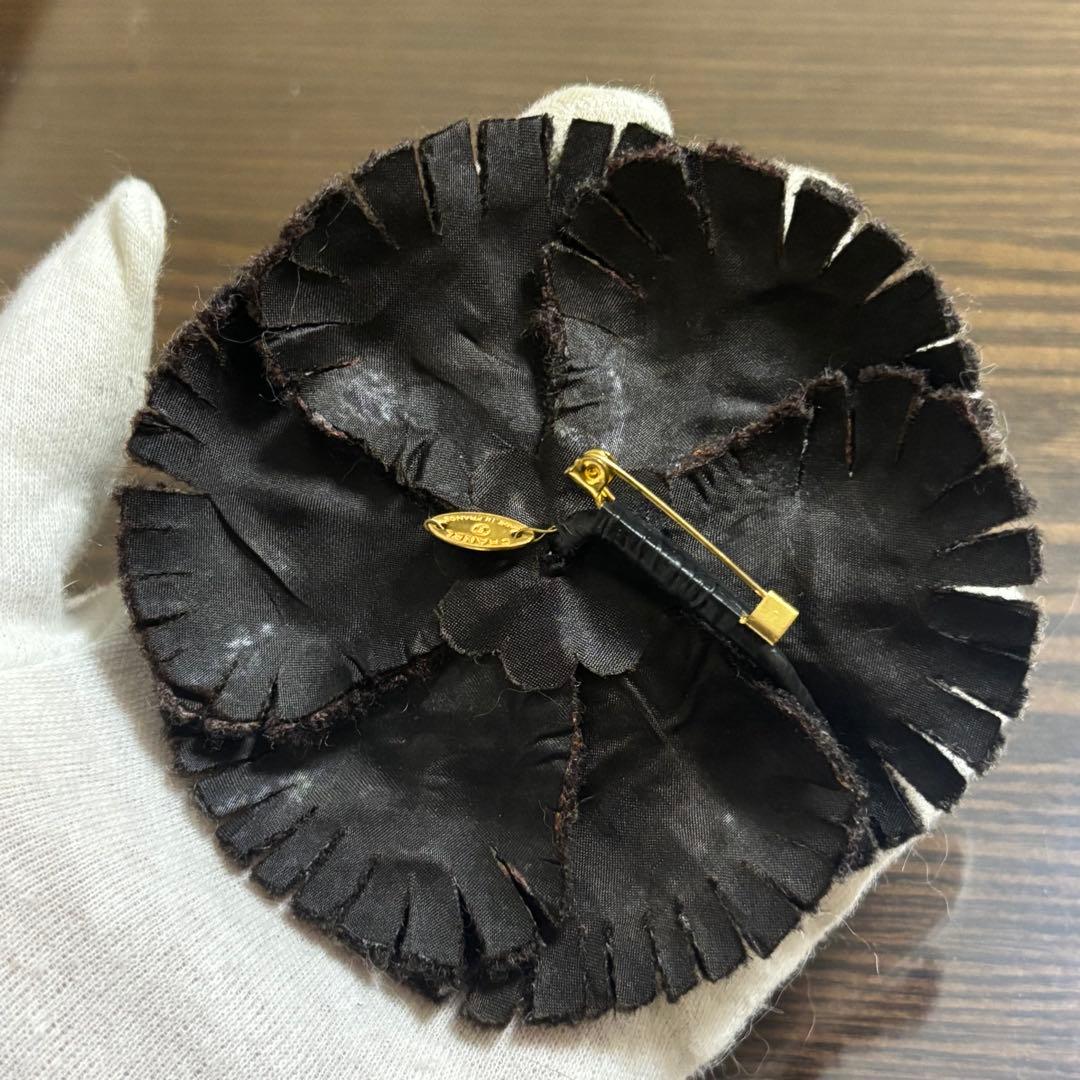 ［特大　10cm］希少　シャネル　フェルト　カメリア　ロゴプレート　ブローチ