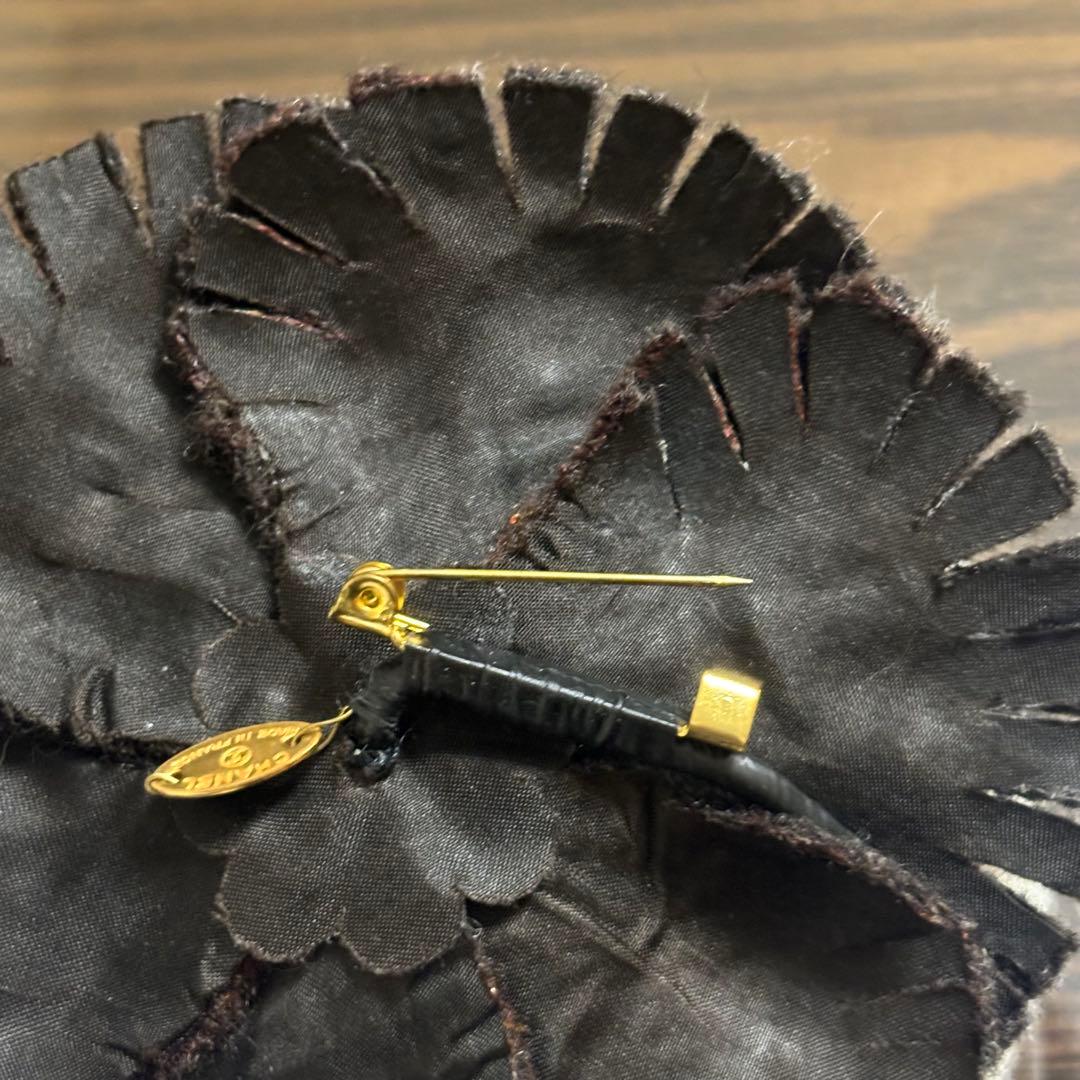 ［特大　10cm］希少　シャネル　フェルト　カメリア　ロゴプレート　ブローチ