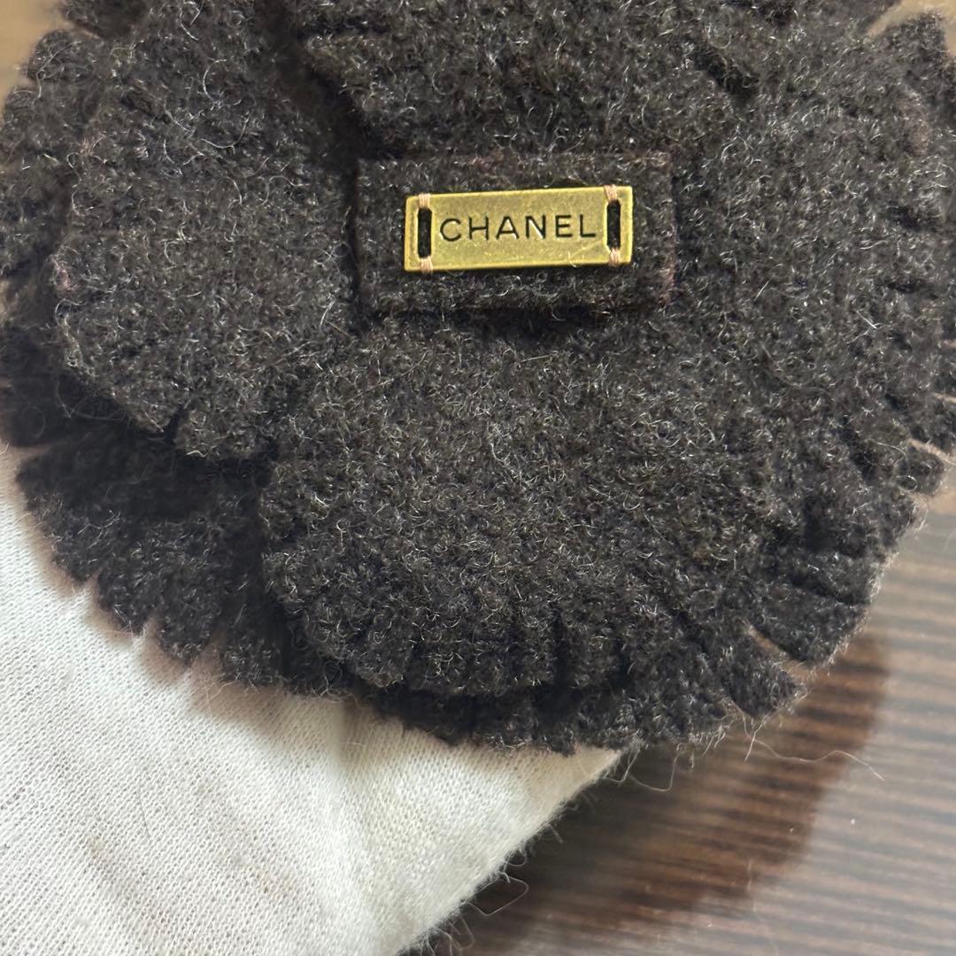 ［特大　10cm］希少　シャネル　フェルト　カメリア　ロゴプレート　ブローチ