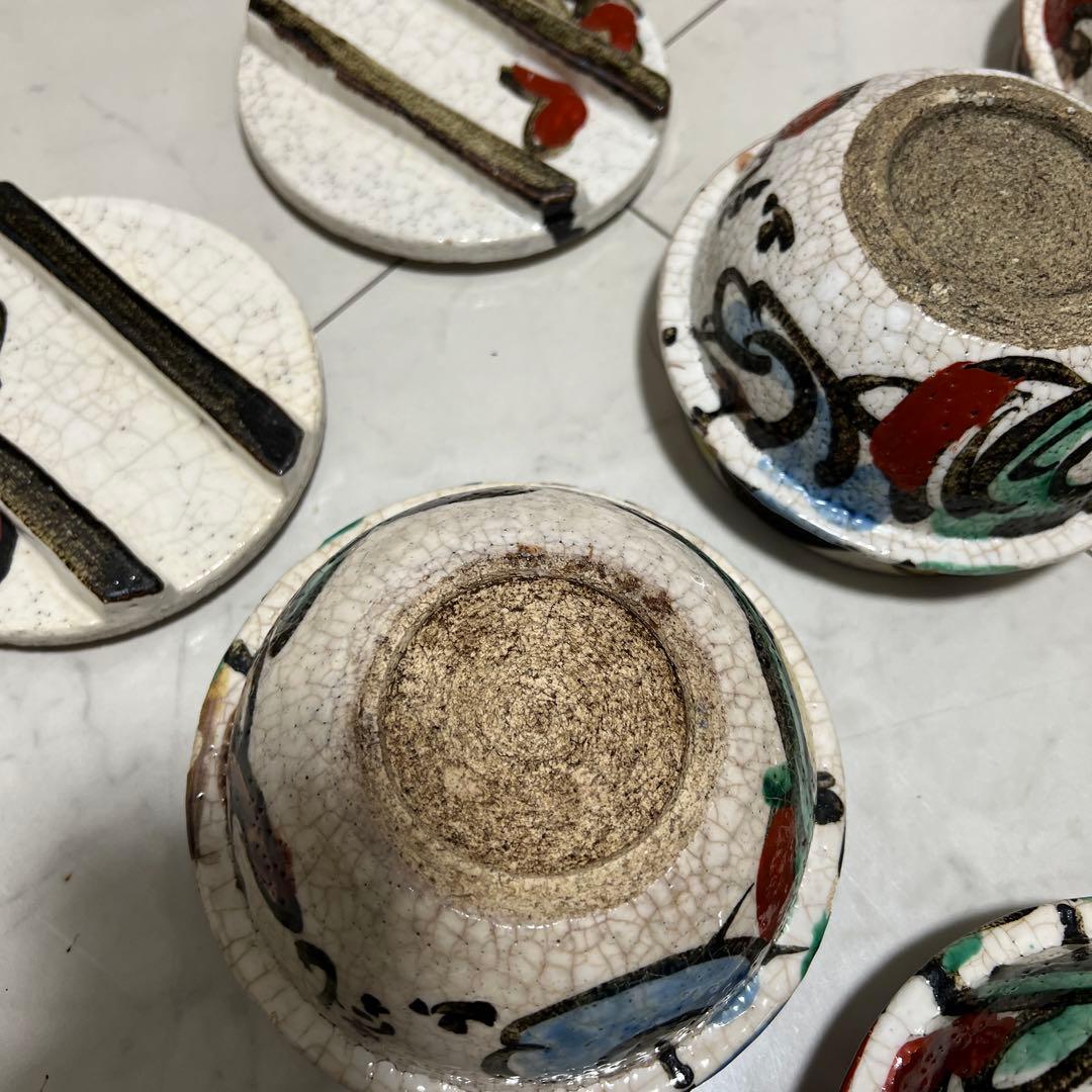 乾山　京焼　達磨　釜型　色絵　6客セット　アンティーク　骨董　尾形乾山　向付