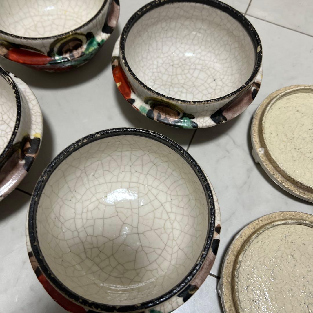 乾山　京焼　達磨　釜型　色絵　6客セット　アンティーク　骨董　尾形乾山　向付