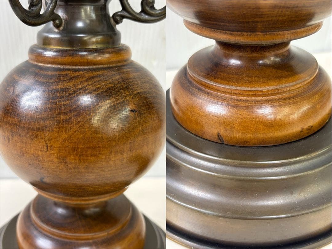 アンティーク ガラスシェード テーブルランプ 現状品