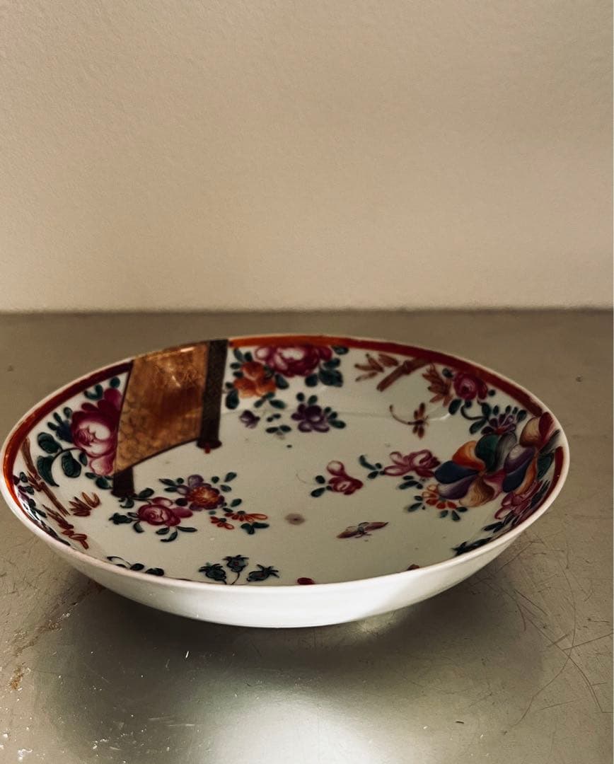 アンティーク　手描き小皿　イギリス　シノワズリ風