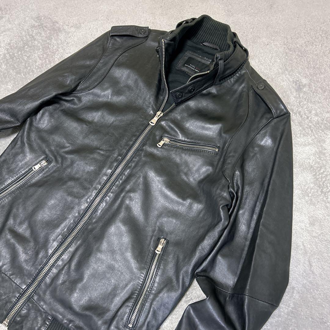 ZARAザラ　ブラックレザー本革メンズシングルライダースジャケット　サイズ38
