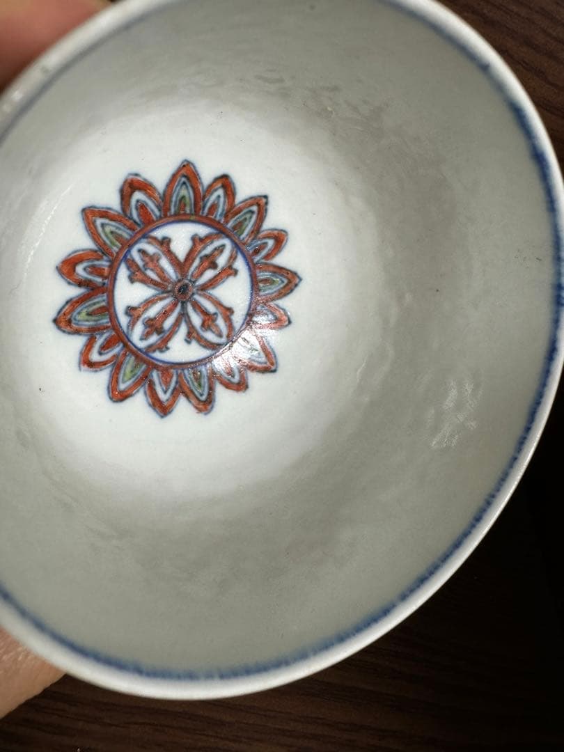中国骨董　大清康熙年製　在銘　粉彩　五彩　古染付　仏寿鉢　お椀湯呑み(N-19)