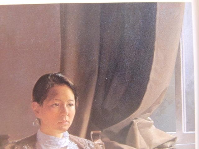 高梨芳実、【窓辺の婦人】、希少な額装用画集より、新品額装付、状態良好