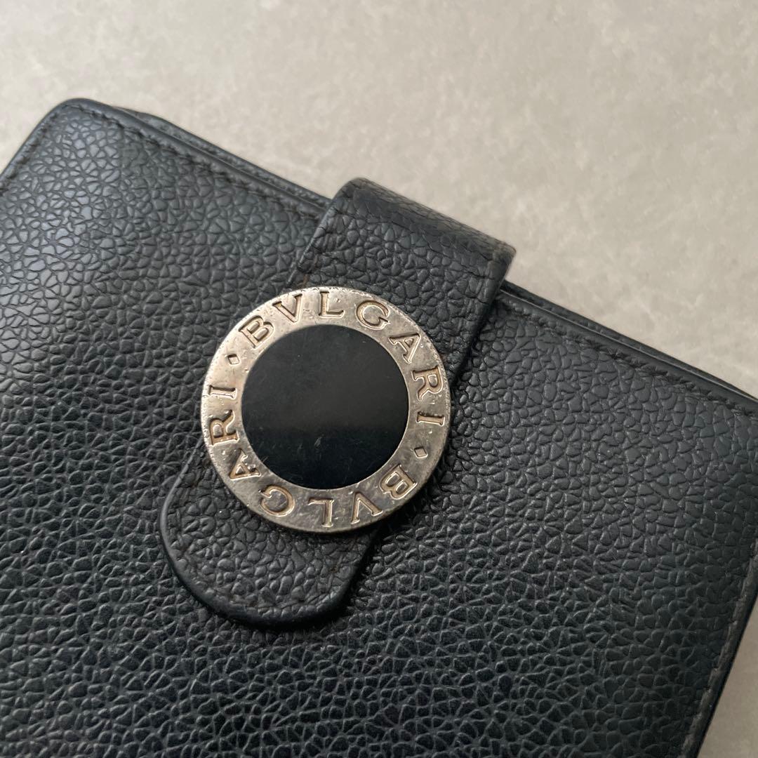 ブルガリ 折り財布 レザー サークルロゴ ブラック