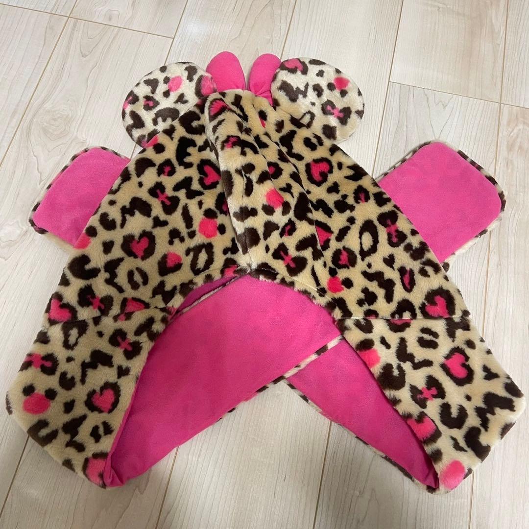 ディズニー マフラーキャップ ミニーマウス ヒョウ柄