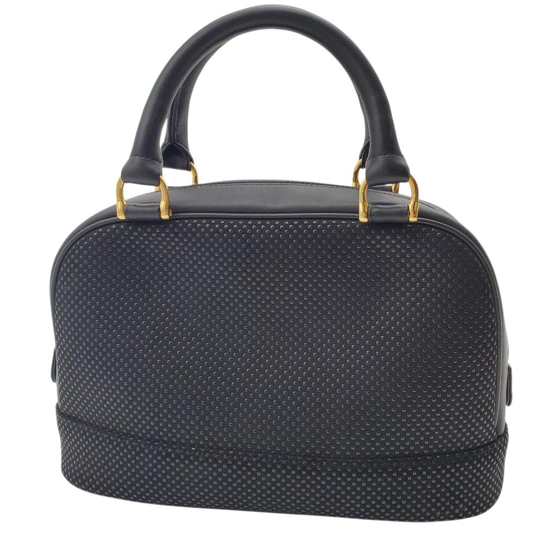 美品 印傳屋 INDEN-YA ハンドバッグ 鹿革 漆 甲州印伝 黒 ブラック