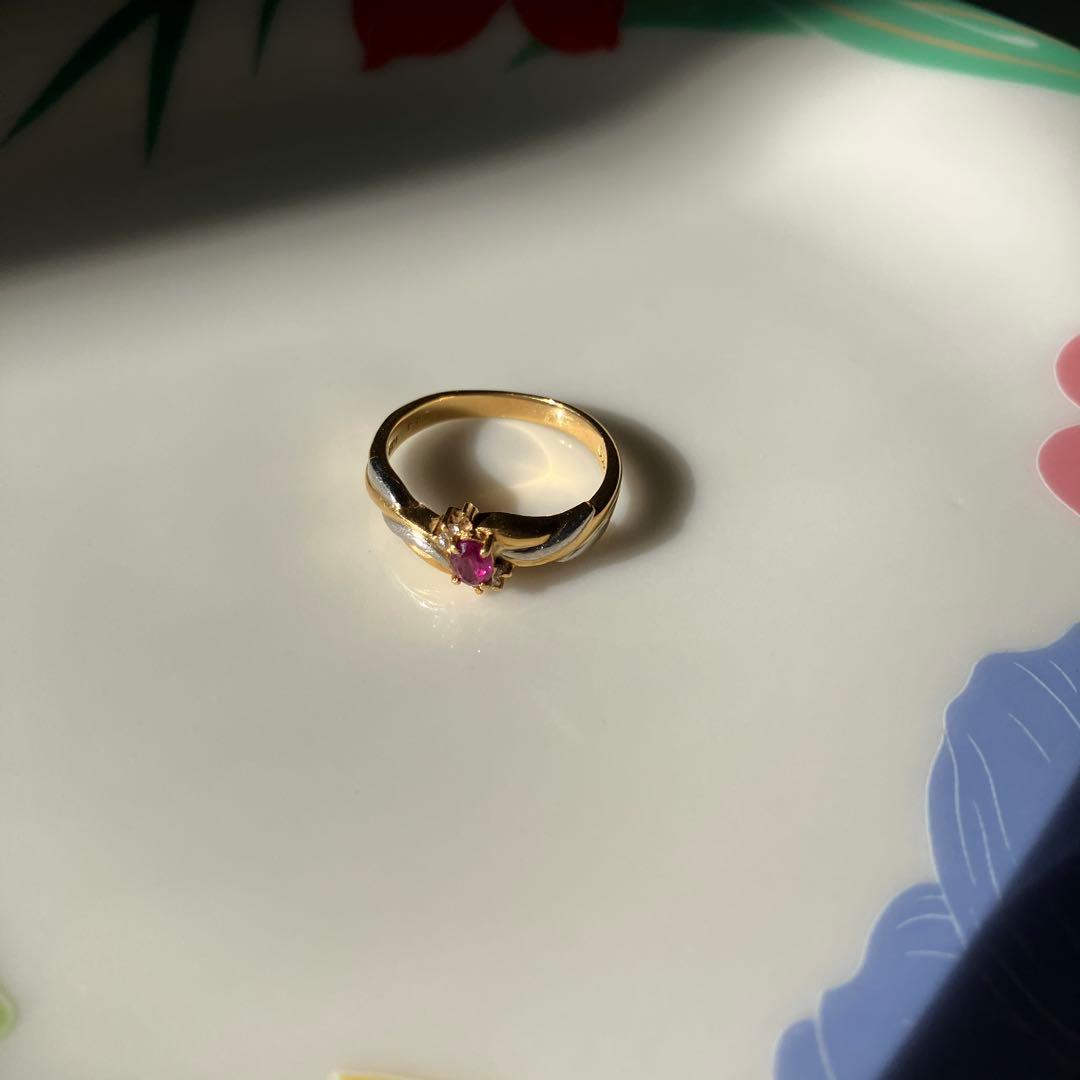 し*か様 ゴールドリング ルビー付き