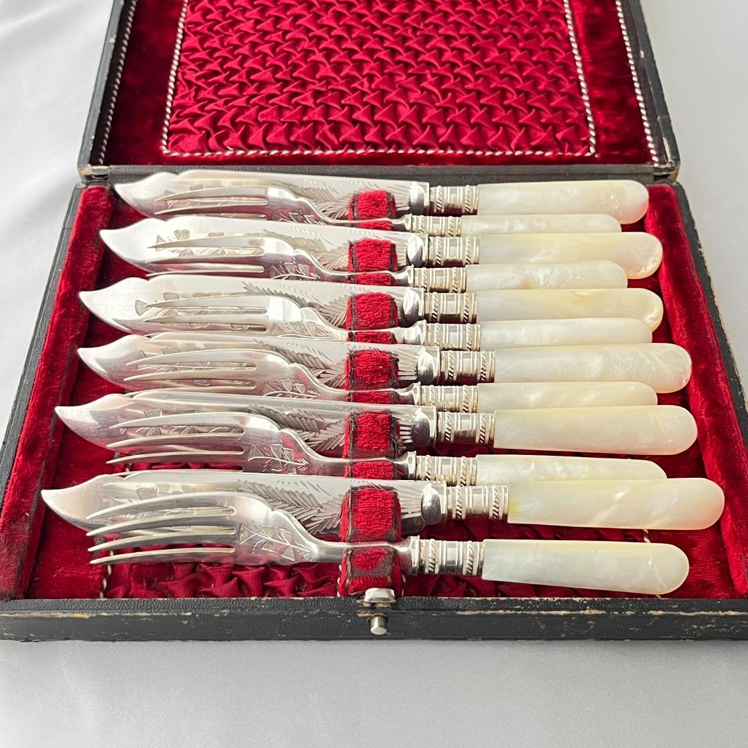 【英国】【白蝶貝】カトラリーセット ナイフ/フォーク 12本 マザーオブパール