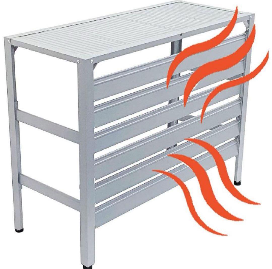 アルミ製 エアコン室外機カバー排気ルーバー方向可調整Rホワイト