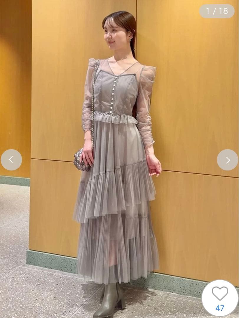 SNIDEL Sustainableティアードチュールドレス