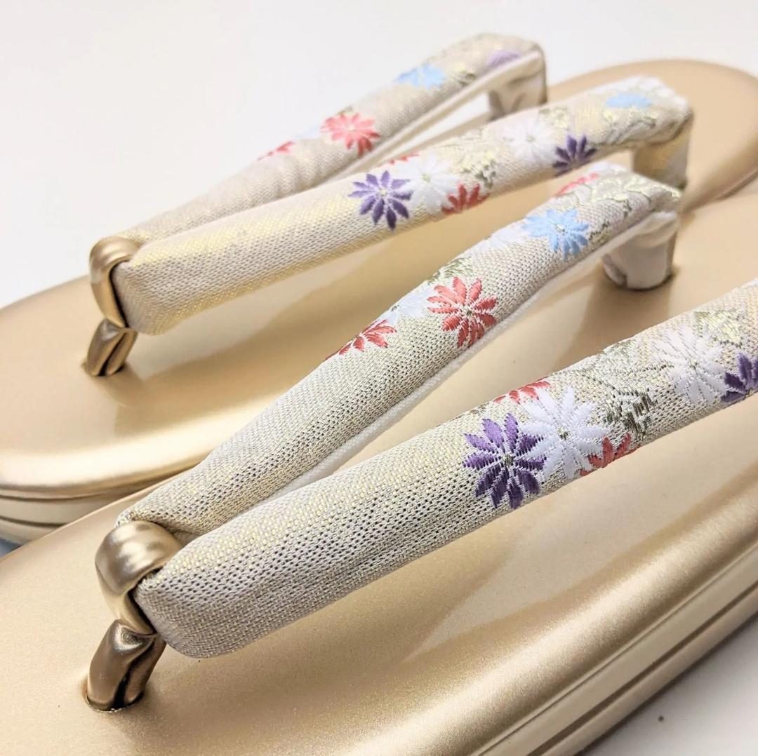 草履バッグセット 振袖 フォーマル 帯地 ゴールド フリーサイズ w22-6