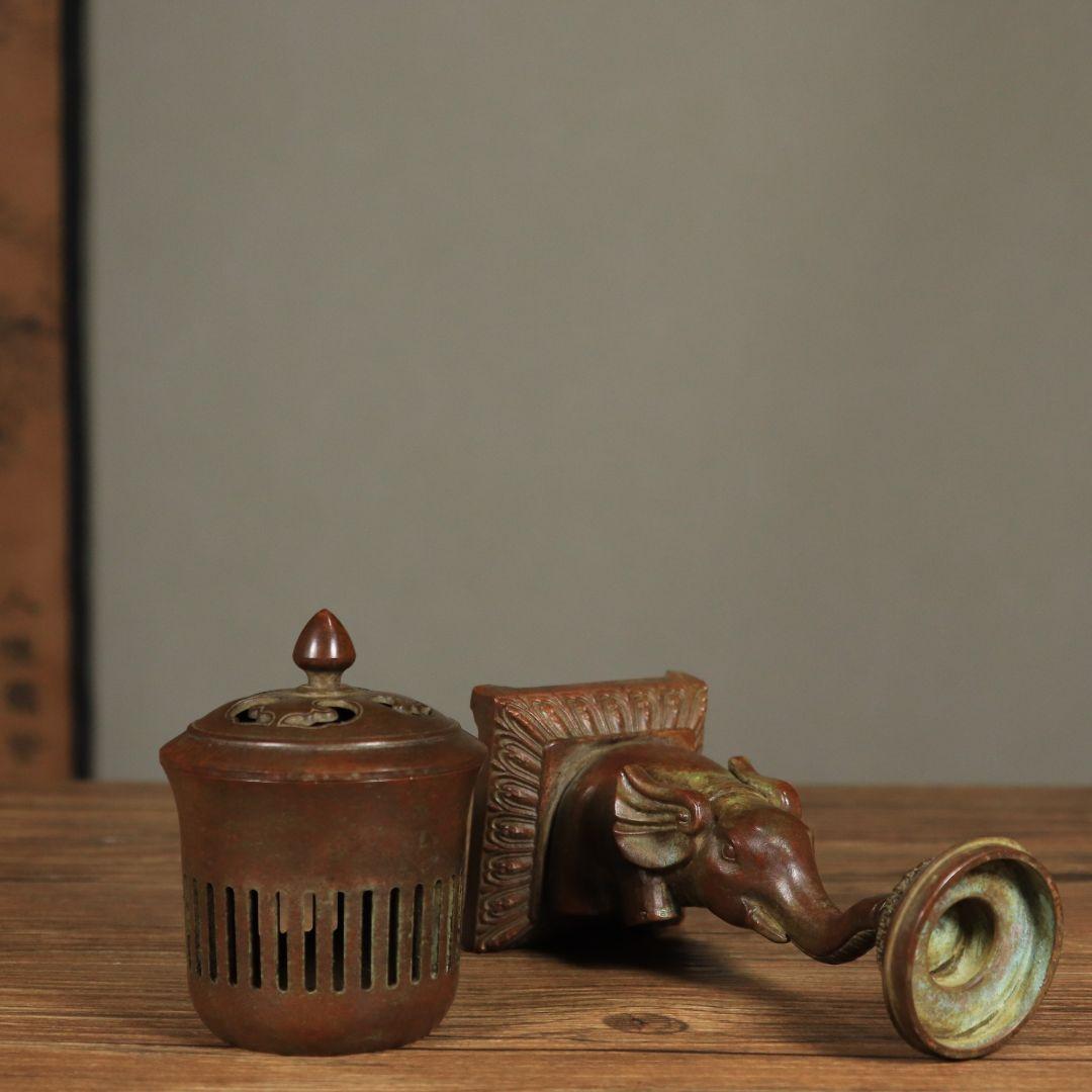 銅器 香炉 福象宮灯 薫香炉 室内檀香炉 盤香炉 蠟燭灯 香道具 工芸品 置物