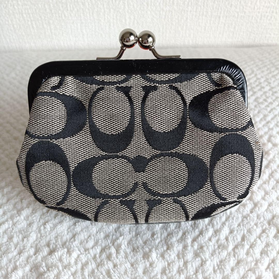 COACH コーチ　シグネチャー　がま口　ケース ブラック　黒