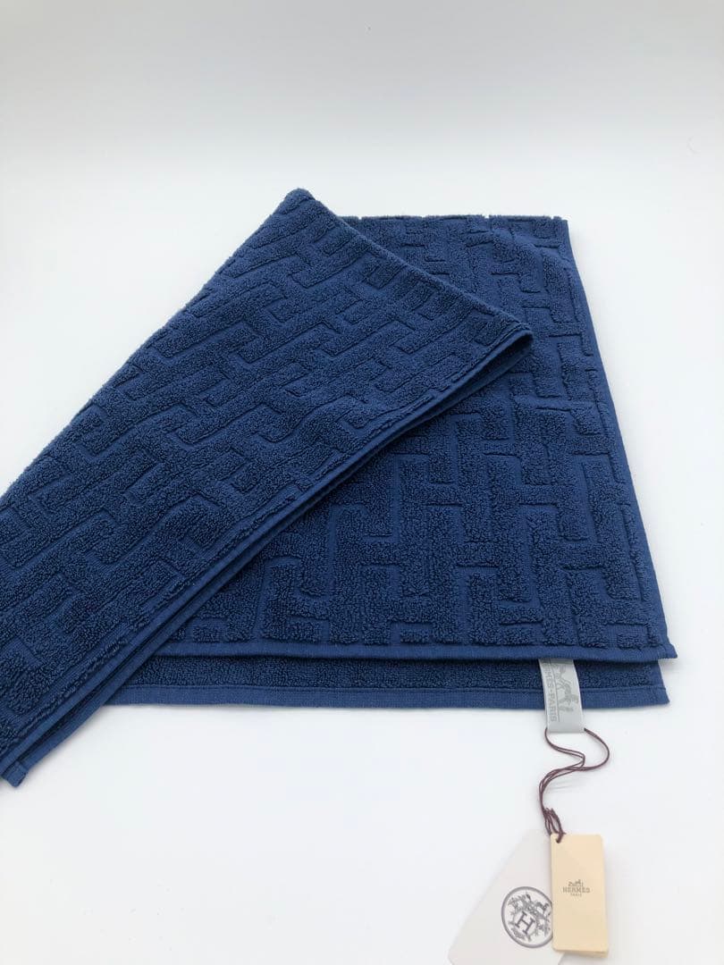 エルメスコットン ネイビーブルー バスタオルフェイスタオル