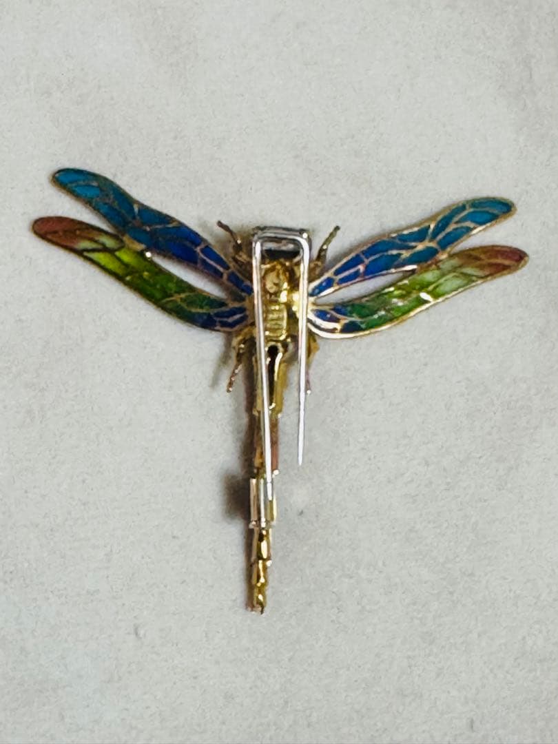 値下アンティーク　ブローチ　蜻蛉　トンボ 18金　イタリア　ヴンテージ　ダイア