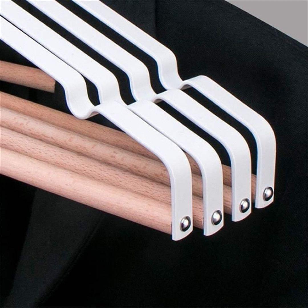 10本　金属と無垢材　白ハンガー　おしゃれ 収納 かたくずれ防止 360度回転