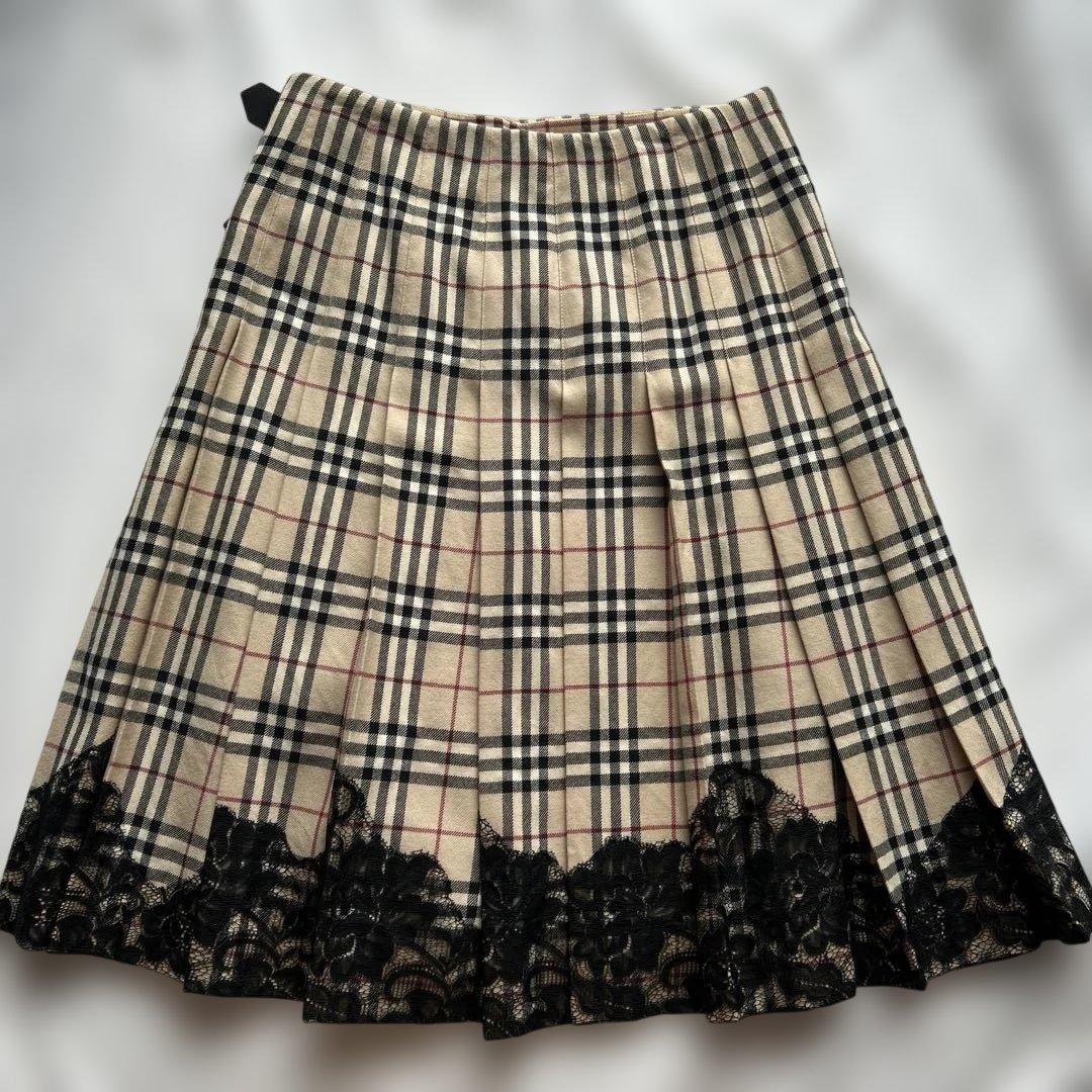 バーバリー巻きスカート ノバチェック レース　可愛い　ベージュ系