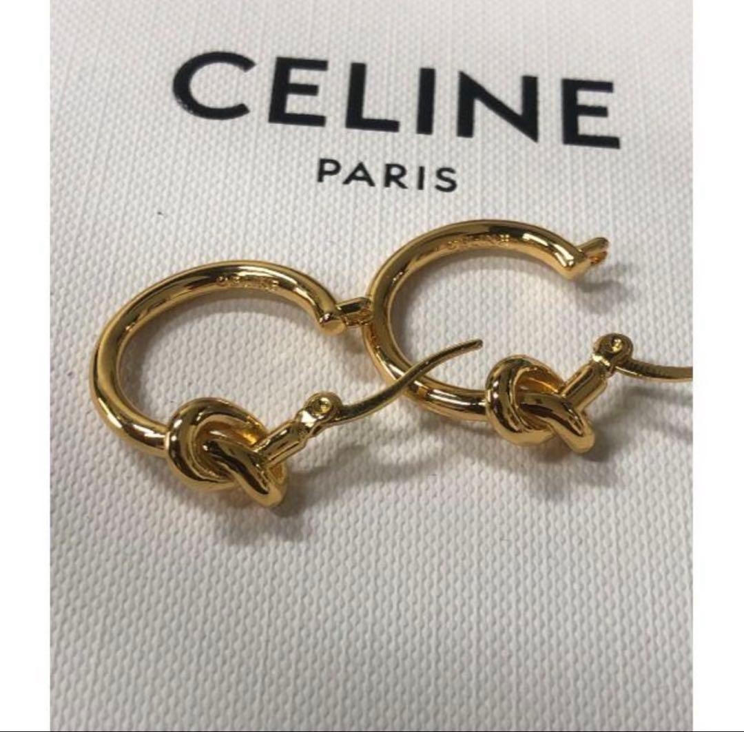 CELINE ゴールド ノットデザイン フープピアス