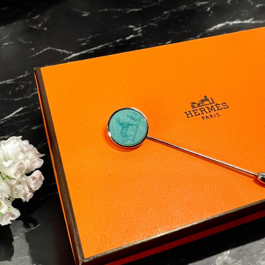 ✨正規品＆超美品‼️✨ エルメス コロゾ ピンブローチ ブルーホース