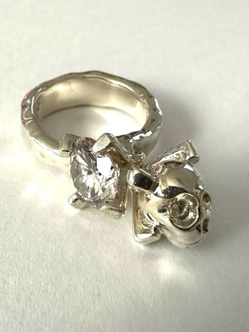 e.m. 18〜19号サイズ スカル ジルコニアリング シルバー925