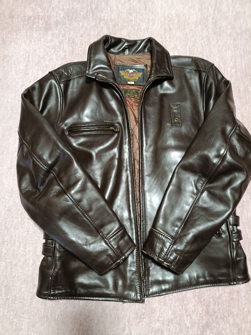 肉厚　馬革　ハーレーダビッドソン　L　シングルライダースジャケット