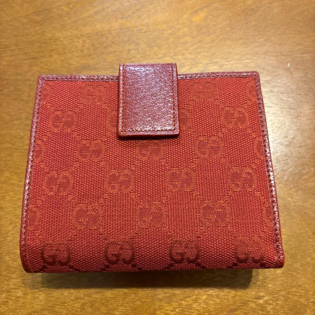 GUCCI 二つ折り財布 レッド キャンバス★未使用