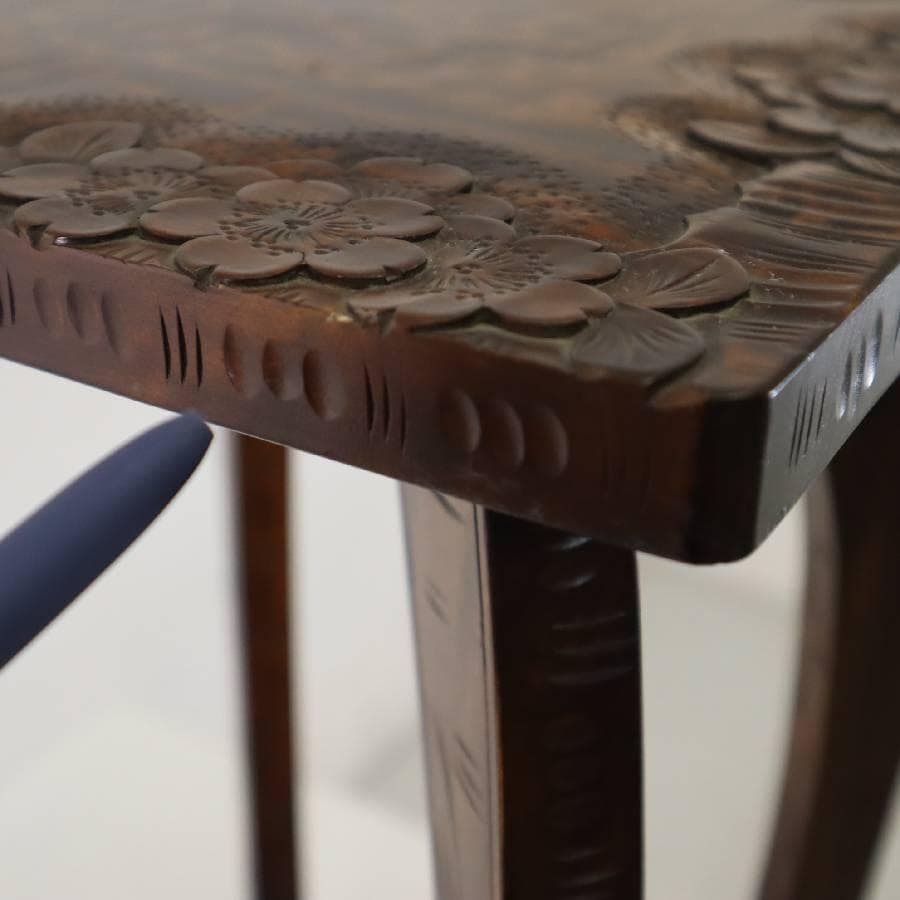 伝統工芸 軽井沢彫 桜柄 サイドテーブル 花台 飾り台 高さ61cm