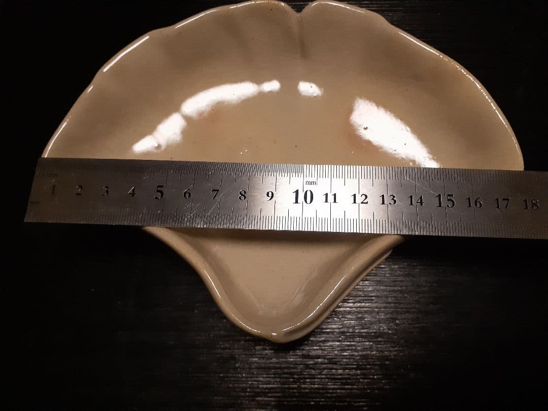 萩焼 12代田原 陶兵衛作 銀杏型陶器皿5枚セット 木箱付き