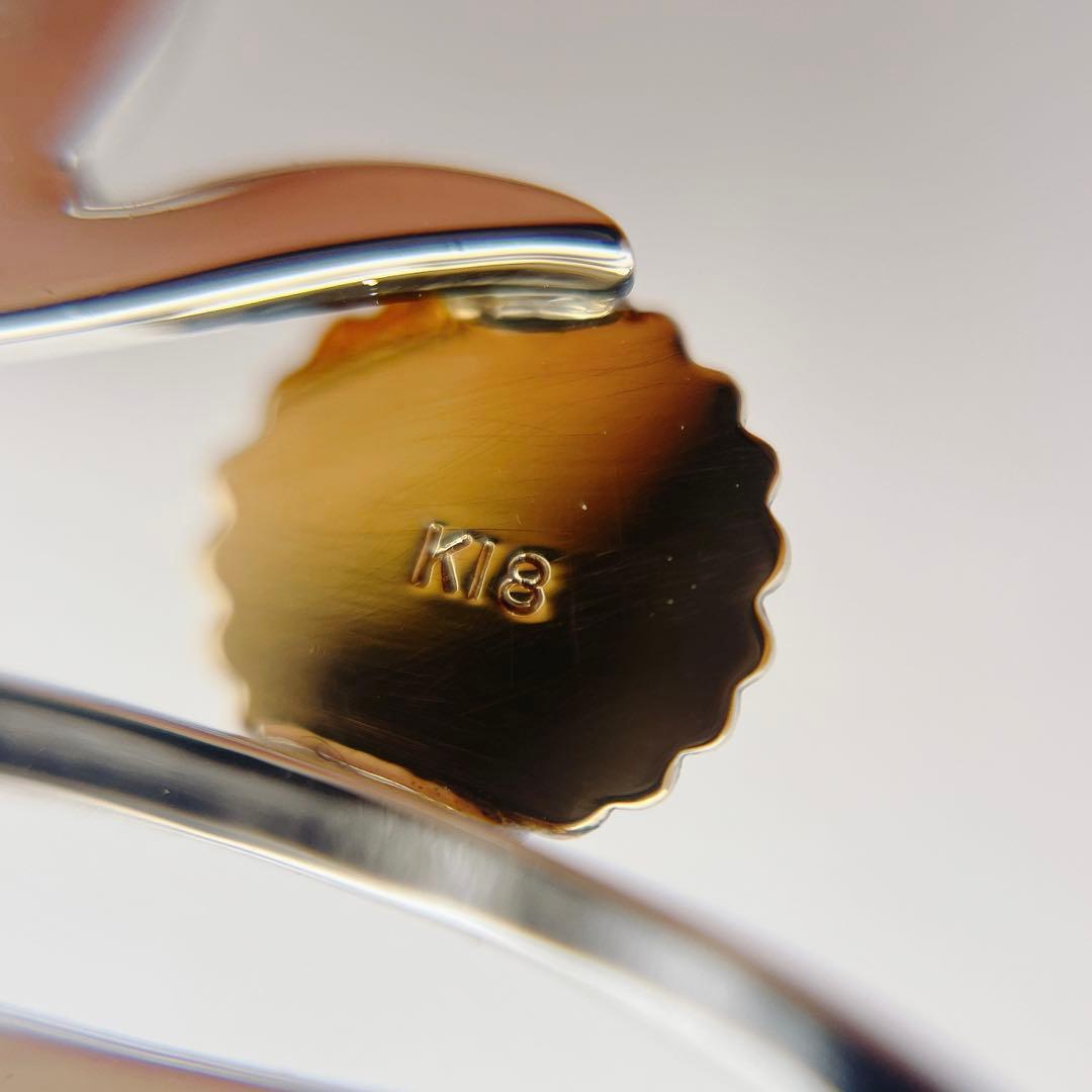 【未使用品】ミキモト パール　K18 菊紋　リーフ　ブローチ