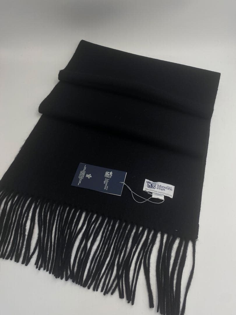 ジョンストンズ JOHNSTONS マフラー 中判ストール　スカーフ　ブラック