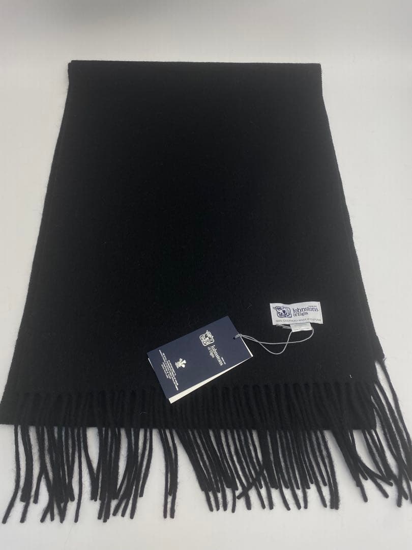 ジョンストンズ JOHNSTONS マフラー 中判ストール　スカーフ　ブラック