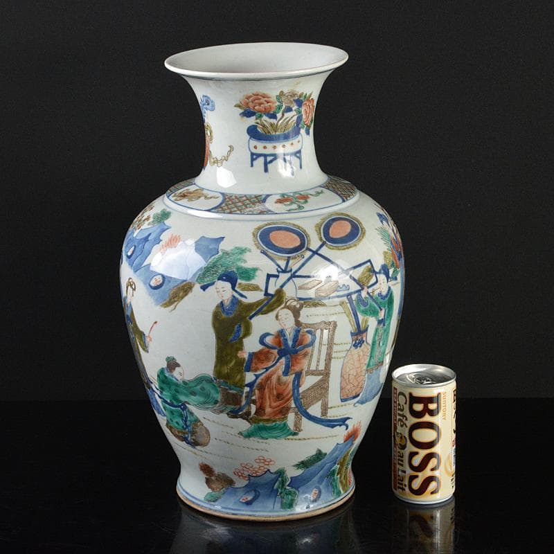 中国　色絵　人物文瓶　高さ約36cm　D　R5482B