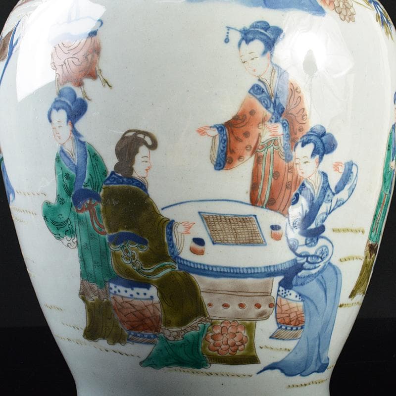 中国　色絵　人物文瓶　高さ約36cm　D　R5482B