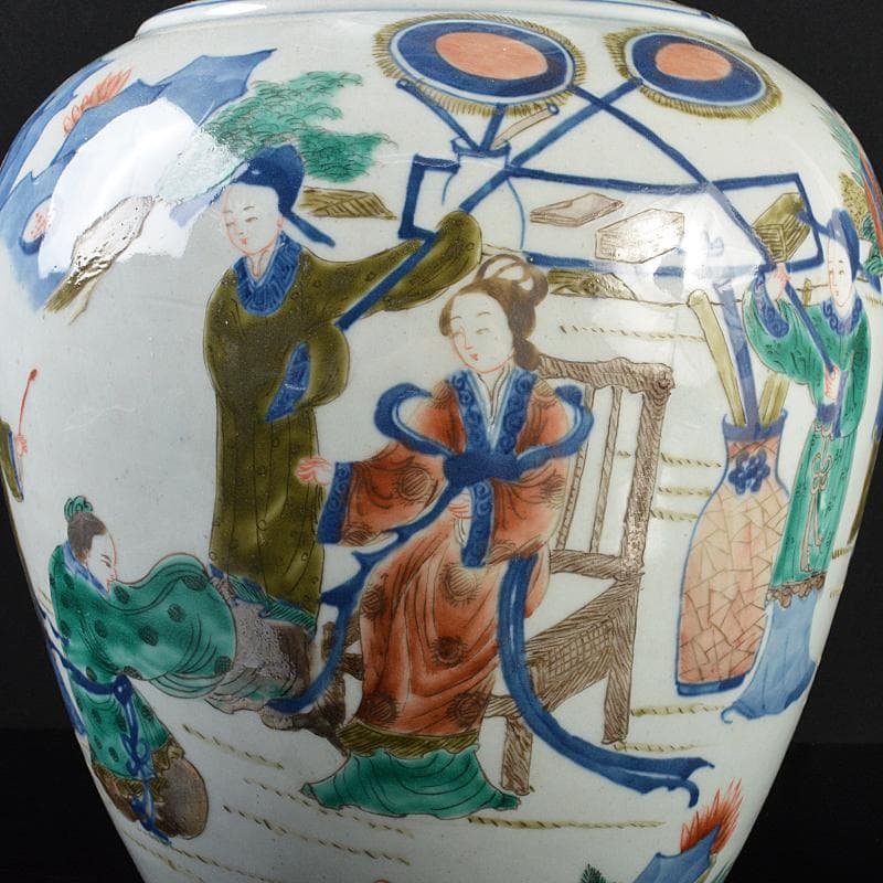 中国　色絵　人物文瓶　高さ約36cm　D　R5482B