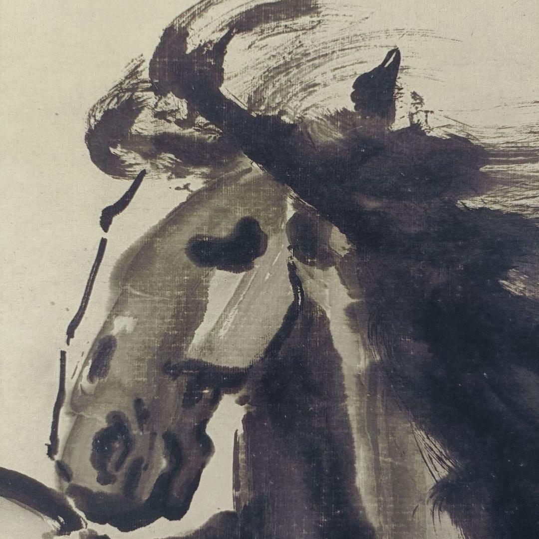 徐悲鴻《名駿図》　三尺中堂　掛軸　中国名人書画　馬図　壁掛け装飾