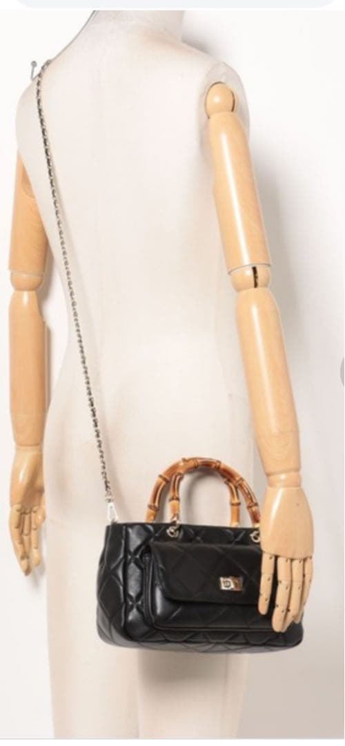 story新品未使用ブラック キルティング レザーハンドバッグ