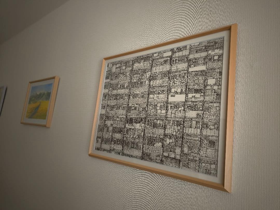 風景画 ペン絵 限定版美術品 展覧され