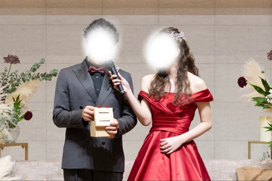 ウェディング　カラードレス　レッド　赤